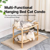 Two-Tier Wooden Cat Bed with Scratching Surface