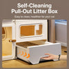 Roofed Multi-Level Plastic Cat Condo with Litter Area
