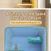Indoor Multi-Level Cat Cage with Litter Box Area