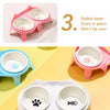 Elevated Double Ceramic Cat Bowls with Stand