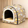 Semi-Enclosed Waterproof Pet Bed for Small Dogs & Cats