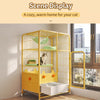 Indoor Multi-Level Cat Cage with Litter Box Area