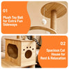 Large Wooden Cat Tree with Enclosed Spaces and Scratching Posts
