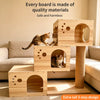Large Solid Wood Cat Tree with Enclosed Capsule Spaces