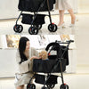 Foldable Pet Stroller with Detachable Carrier