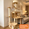 Large Solid Wood Cat Tree with Enclosed Capsule Spaces