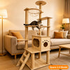 Large Wooden Cat Tree with Enclosed Spaces and Scratching Posts