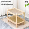 Two-Tier Wooden Cat Bed with Scratching Surface