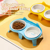 Elevated Double Ceramic Cat Bowls with Stand