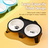 Elevated Double Ceramic Cat Bowls with Stand