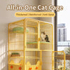 Indoor Multi-Level Cat Cage with Integrated Litter Box Area