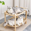 Two-Tier Wooden Cat Bed with Scratching Surface