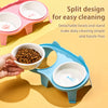 Elevated Double Ceramic Cat Bowls with Stand