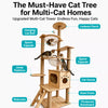 Large Solid Wood Cat Tree with Enclosed Capsule Spaces