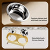 Elevated Double-Bowl Feeder for Small Dogs with Stainless Steel Bowls