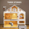 Roofed Multi-Level Plastic Cat House with Litter Area