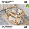 Two-Tier Wooden Cat Bed with Scratching Surface