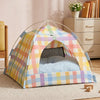 Semi-Enclosed Cat Tent Bed with Removable Mat