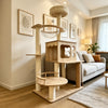 Large Wooden Cat Tree with Enclosed Spaces and Scratching Posts
