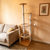 Large Wooden Cat Tree with Enclosed Spaces and Scratching Posts