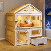Roofed Multi-Level Plastic Cat Condo with Litter Area