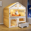 Roofed Multi-Level Plastic Cat Condo with Litter Area