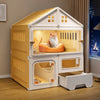 Roofed Multi-Level Plastic Cat Condo with Litter Area
