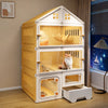 Roofed Multi-Level Plastic Cat Condo with Litter Area