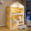 Roofed Multi-Level Plastic Cat Condo with Litter Area