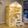 Roofed Multi-Level Plastic Cat Condo with Litter Area