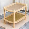 Extra-Large Two-Tier Wooden Cat Bed with Sisal or Woven Mats