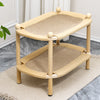 Extra-Large Two-Tier Wooden Cat Bed with Sisal or Woven Mats