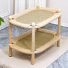 Extra-Large Two-Tier Wooden Cat Bed with Sisal or Woven Mats