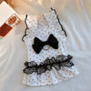 Polka Dot Pet Dress with Flutter Sleeves for Small Dogs and Cats