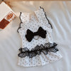 Polka Dot Pet Dress with Flutter Sleeves for Small Dogs and Cats