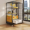 Indoor Multi-Level Cat Cage with Litter Box Area