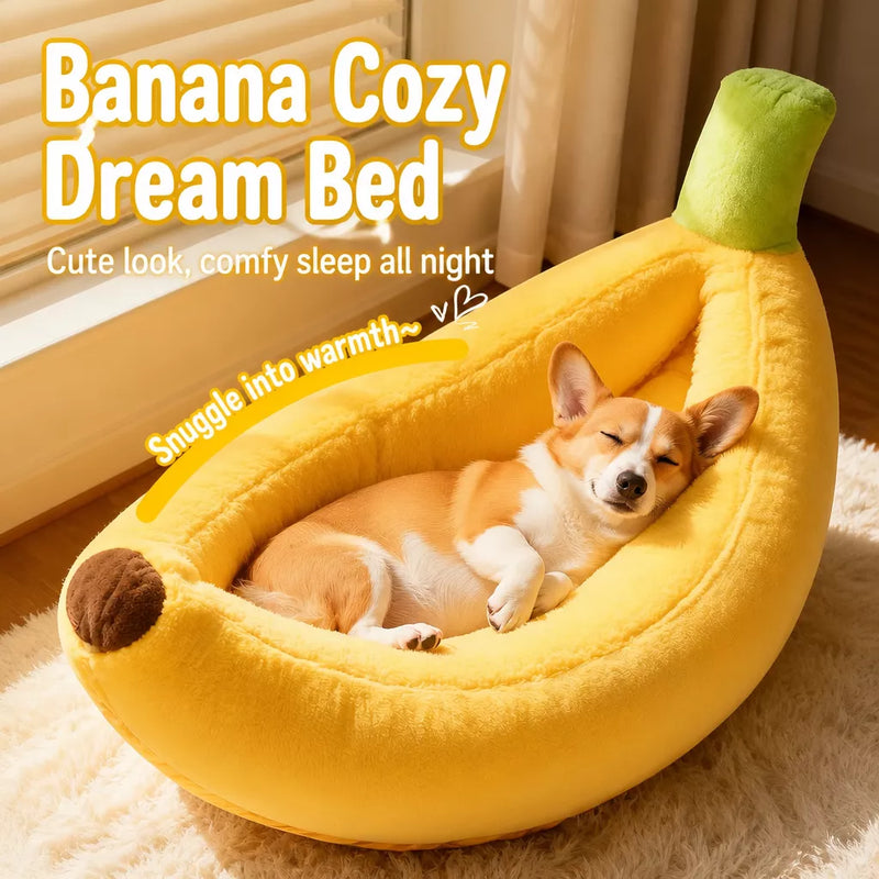Banana-Shaped Pet Bed for Small and Medium Dogs and Cats