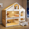 Roofed Multi-Level Plastic Cat House with Litter Area
