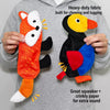 Squeaky Crinkle Dog Toy – Woodpecker and Red Fox Designs