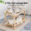 Two-Tier Wooden Cat Bed with Scratching Surface