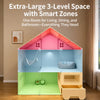 Roofed Multi-Level Plastic Cat Condo with Litter Area