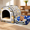 Semi-Enclosed Waterproof Pet Bed for Small Dogs & Cats