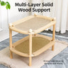 Two-Tier Wooden Cat Bed with Scratching Surface