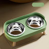 Elevated Double-Bowl Feeder for Small Dogs with Stainless Steel Bowls