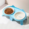 Elevated Double Ceramic Cat Bowls with Stand
